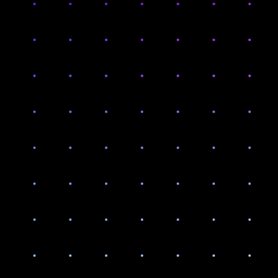 A structured grid of glowing dots, responding to sound movement and flickering.