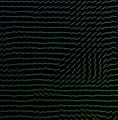 A dynamically shifting grid of lines, influenced by sound flow.