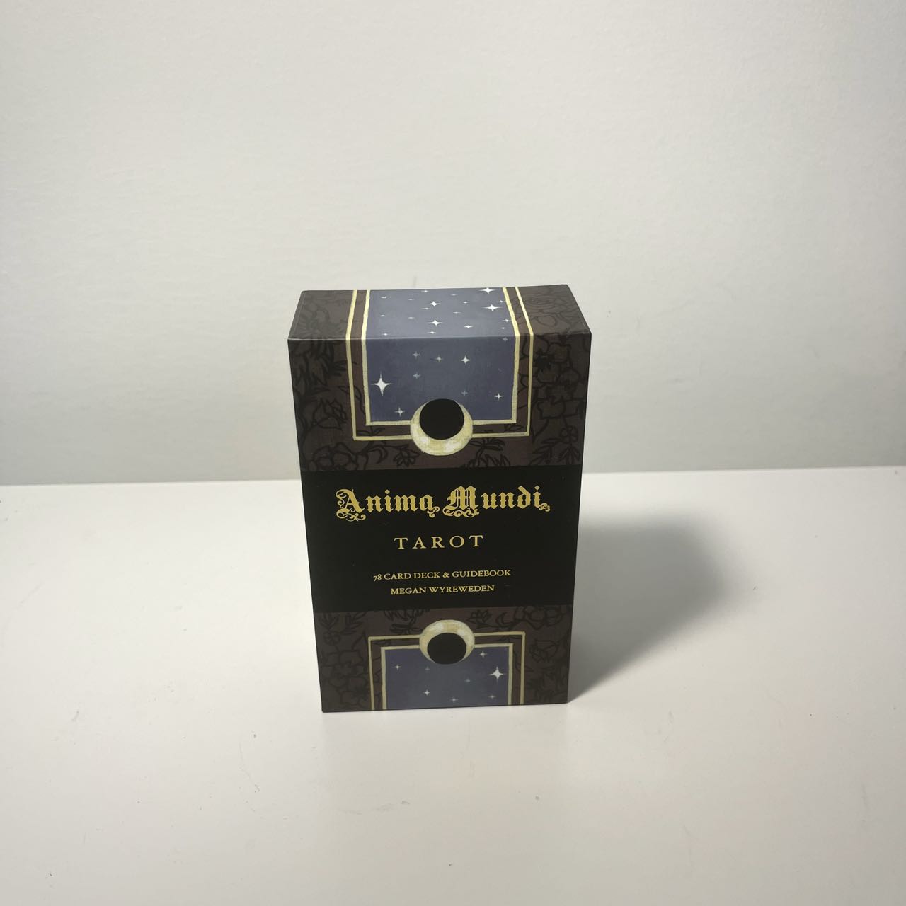 A photo of the box standing upright on a tabletop, taken from the front.